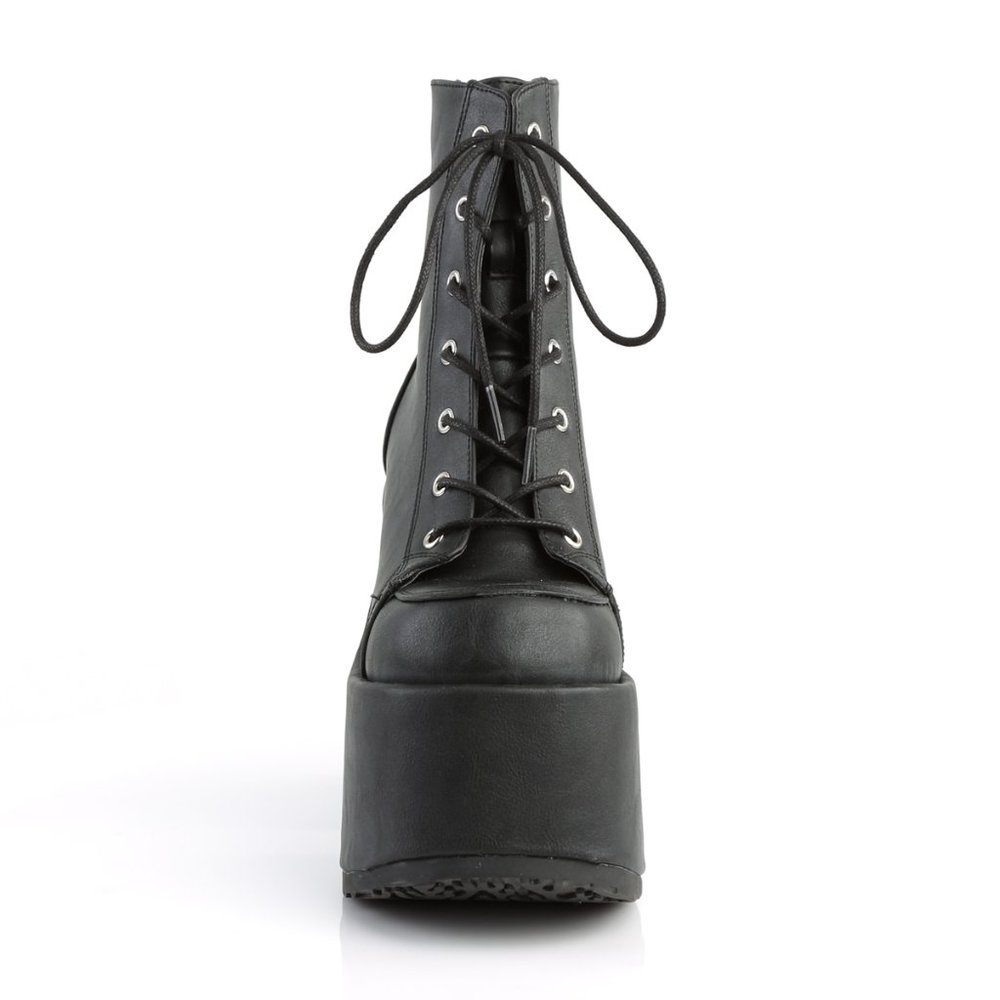 Demonia Camel-203 Black Vegan Pu Ankle Platform Boots - Picture 2 of 4